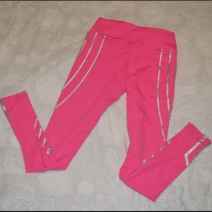 New! Hot Pink Leggings With Side Iridescent Strips